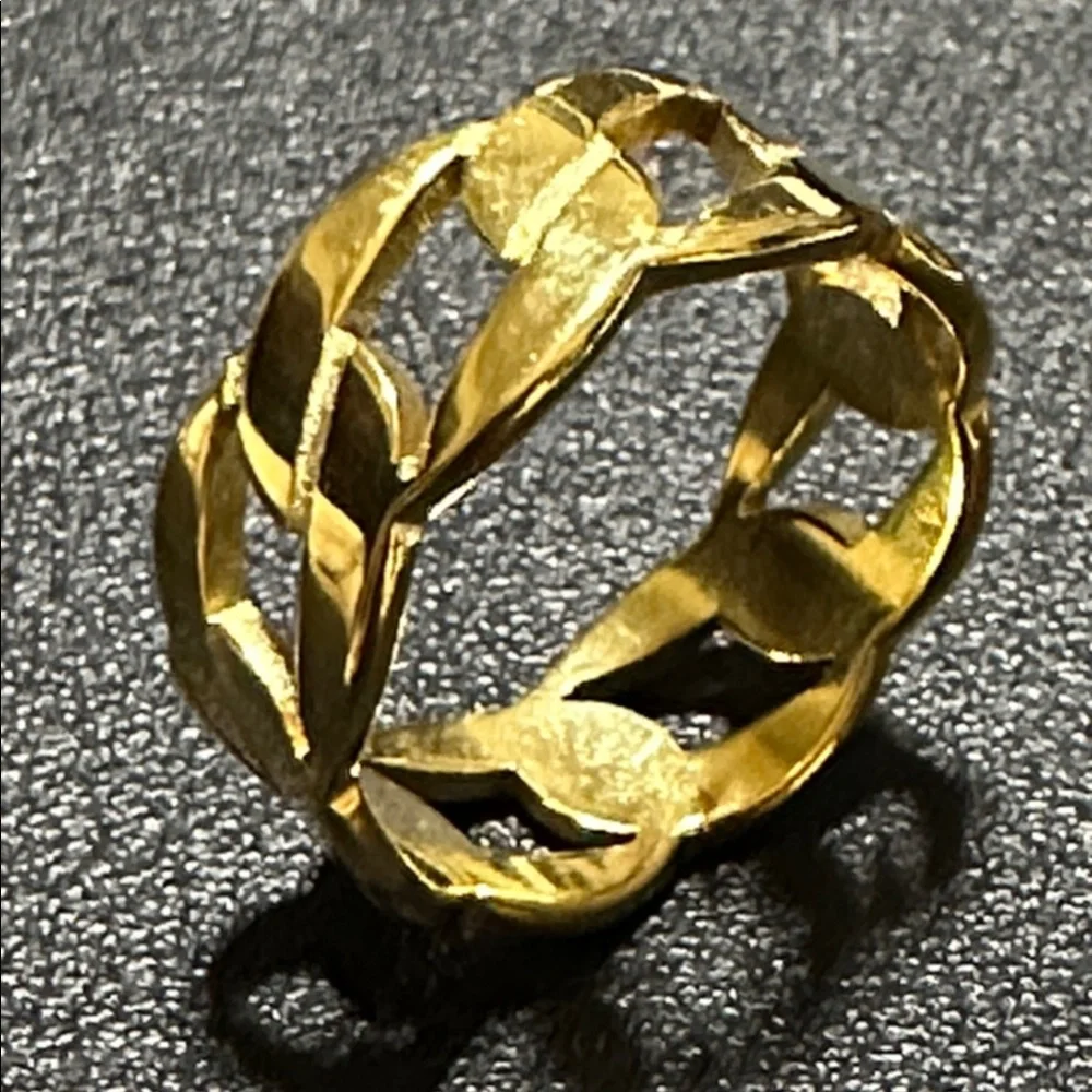 Gold-Tone Urban Style Chain Link Stainless Steel Ring